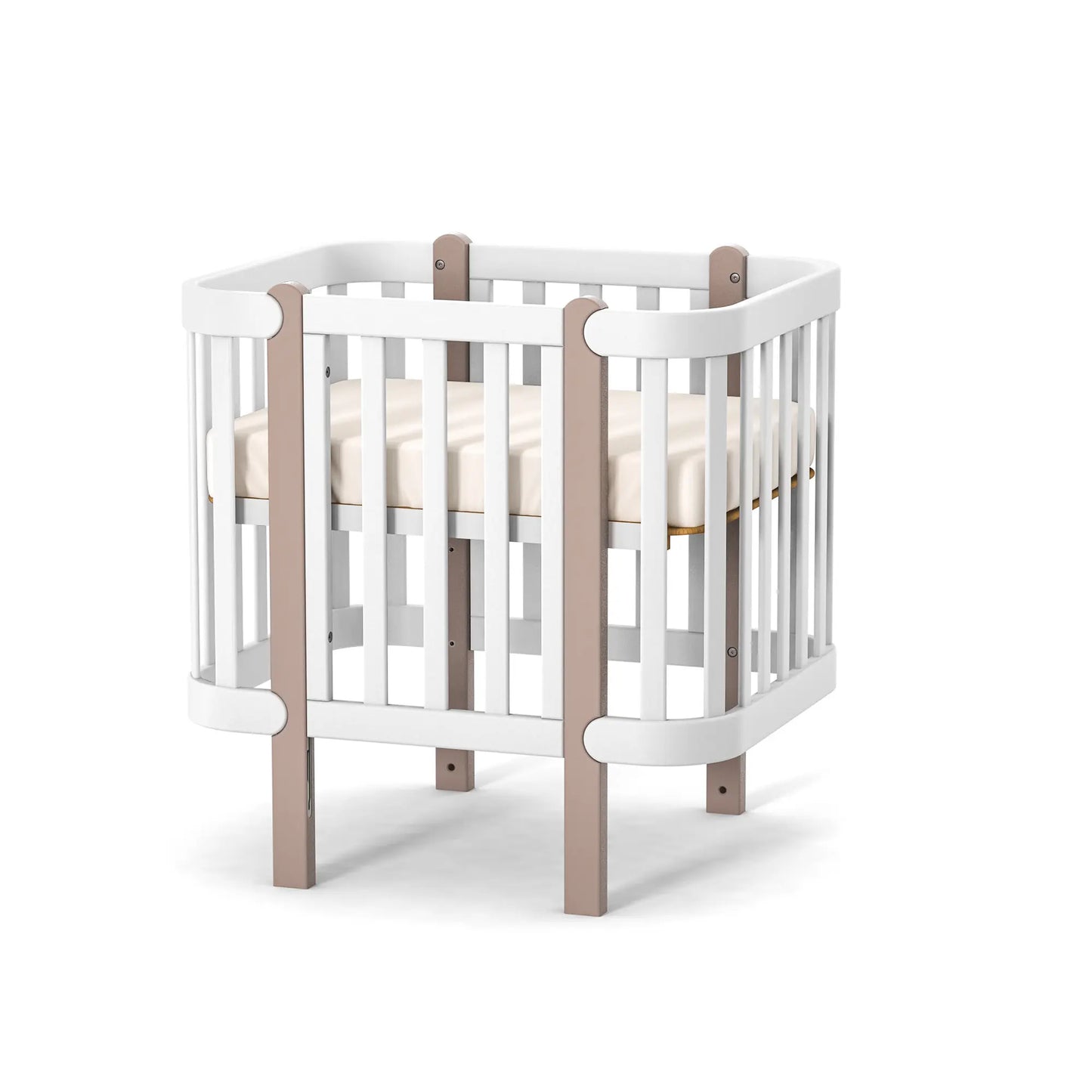 Umbausatz für das Babybett Veres Monaco in Weiß und Cappuccino – vielseitiger Umbausatz für eine längere Nutzung des Babybetts in verschiedenen Farben.