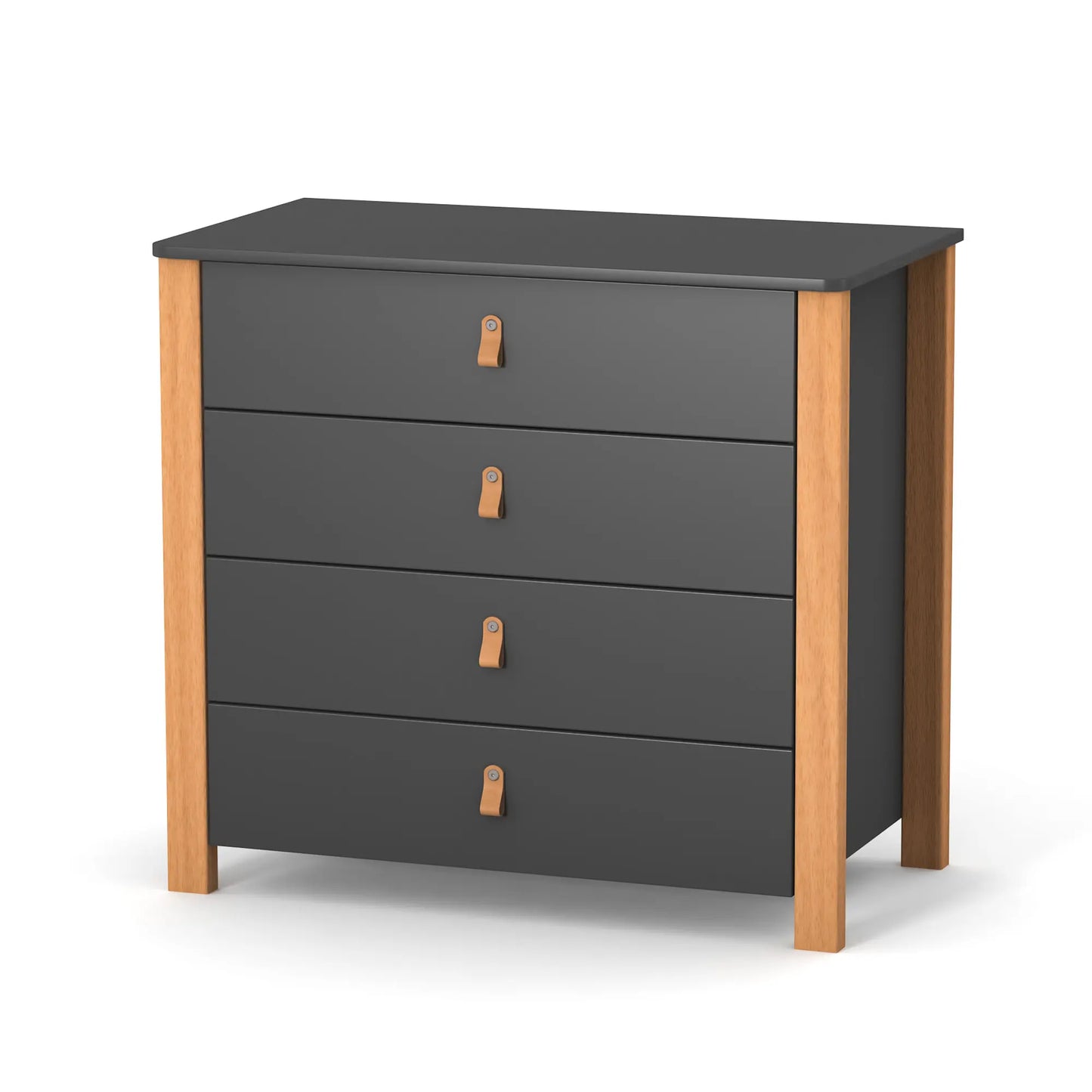 Veres Monaco 900 Kinderkommode (90 cm) with four drawers and wooden legs for children's room storage.
