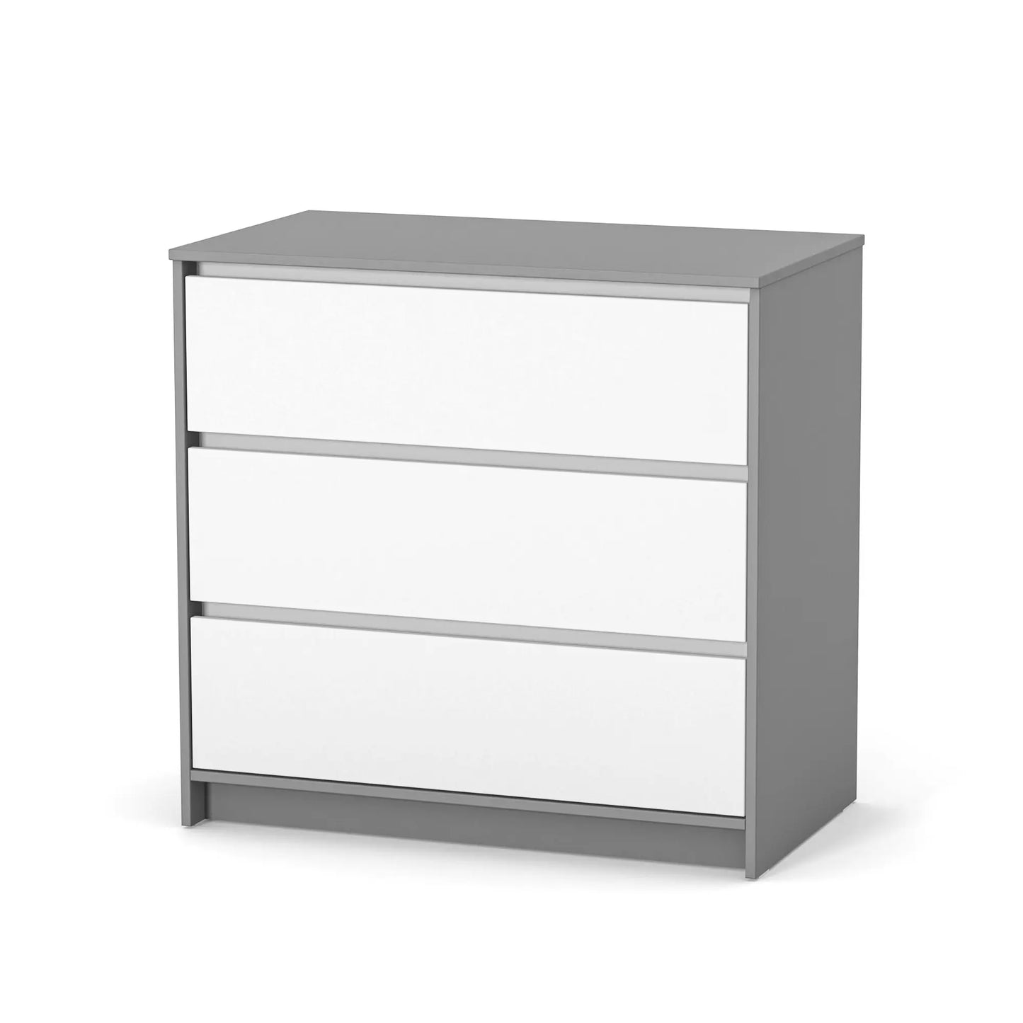 Kommode Veres Bern 900 in Weiß und Graphit – moderne Kommode mit minimalistischer Ästhetik, perfekt für die Aufbewahrung im Kinderzimmer.