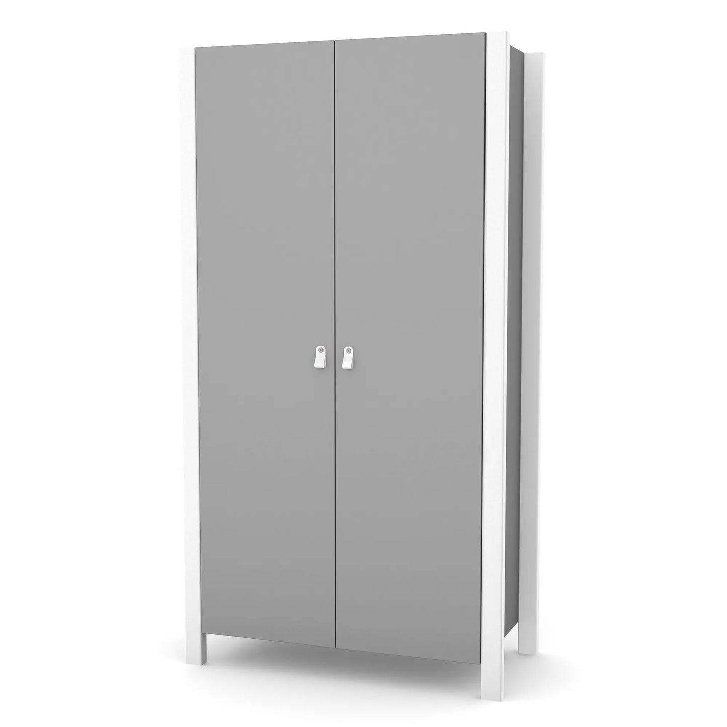 Veres Monaco 960 zweitüriger Kinderkleiderschrank in Graphit Weiß. Kontrastreicher Stil mit dunkler Front und weißen Akzenten für eine edle Optik.