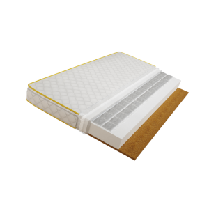 Babybett-Matratze Veres 120×60 cm mit Kokos- und Buchweizenschicht im Querschnitt – natürliche und atmungsaktive Matratze für gesunden Babyschlaf.
