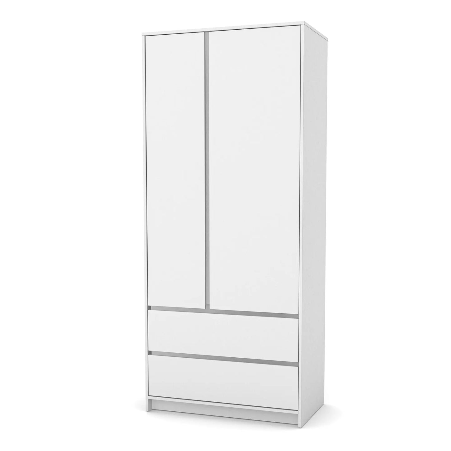 Veres Bern 900 Schrank mit Schubladen, zweitürig (90 x 50,3 x 207,1 cm) in weißem Design.
