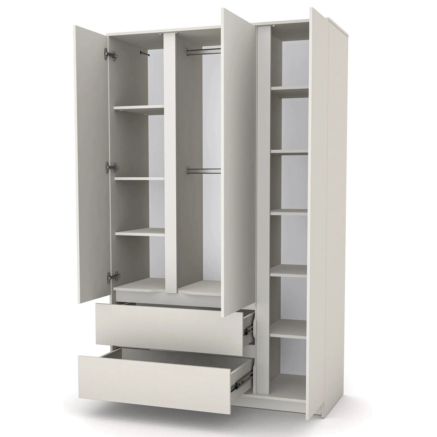 Veres Bern 1270 Dreiteiliger Kinderschrank mit Schubladen, offener Schrank mit Regalen und Schubladen für Kinder.