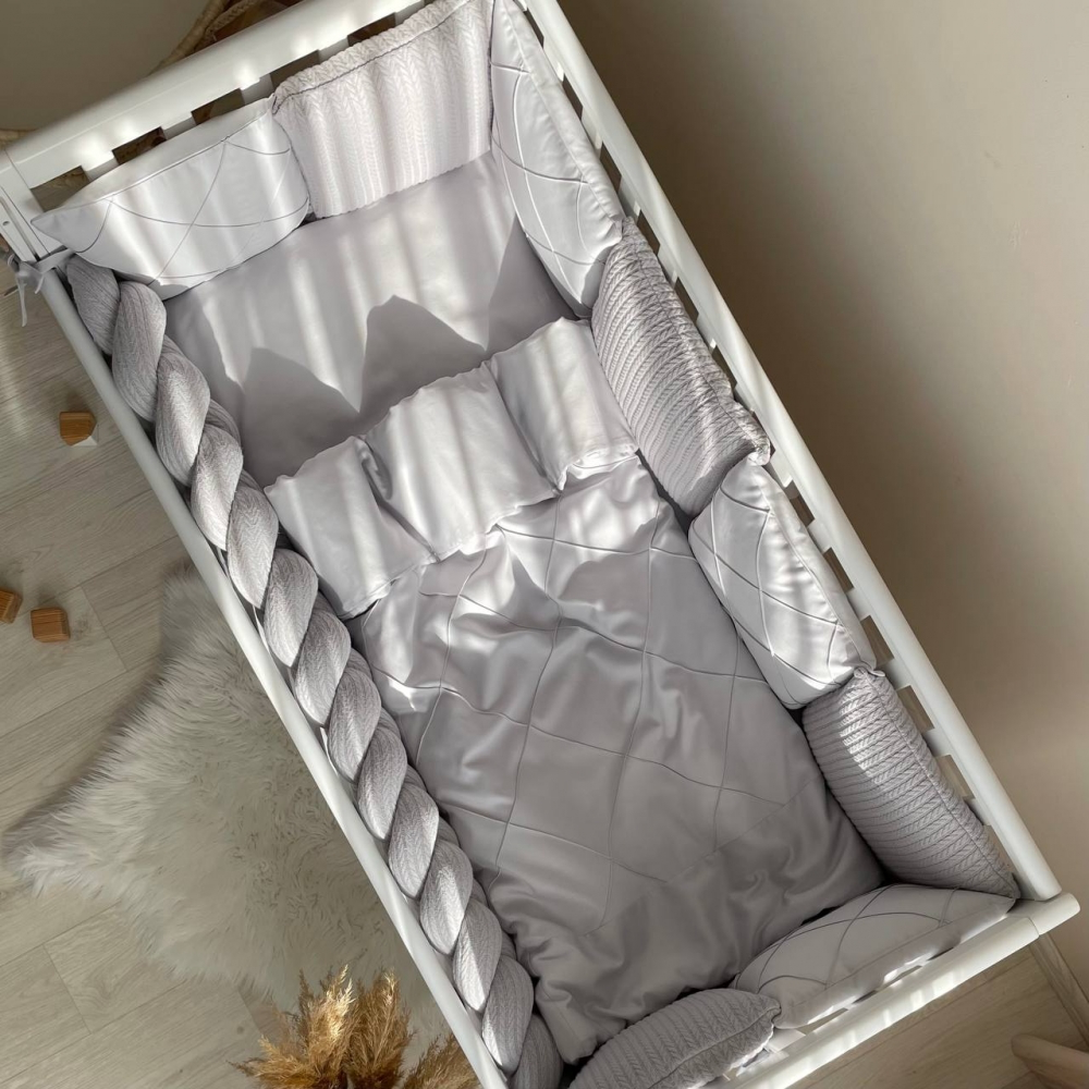 Babybettwäsche-Set 6 für 120x60 TraumLand Grau