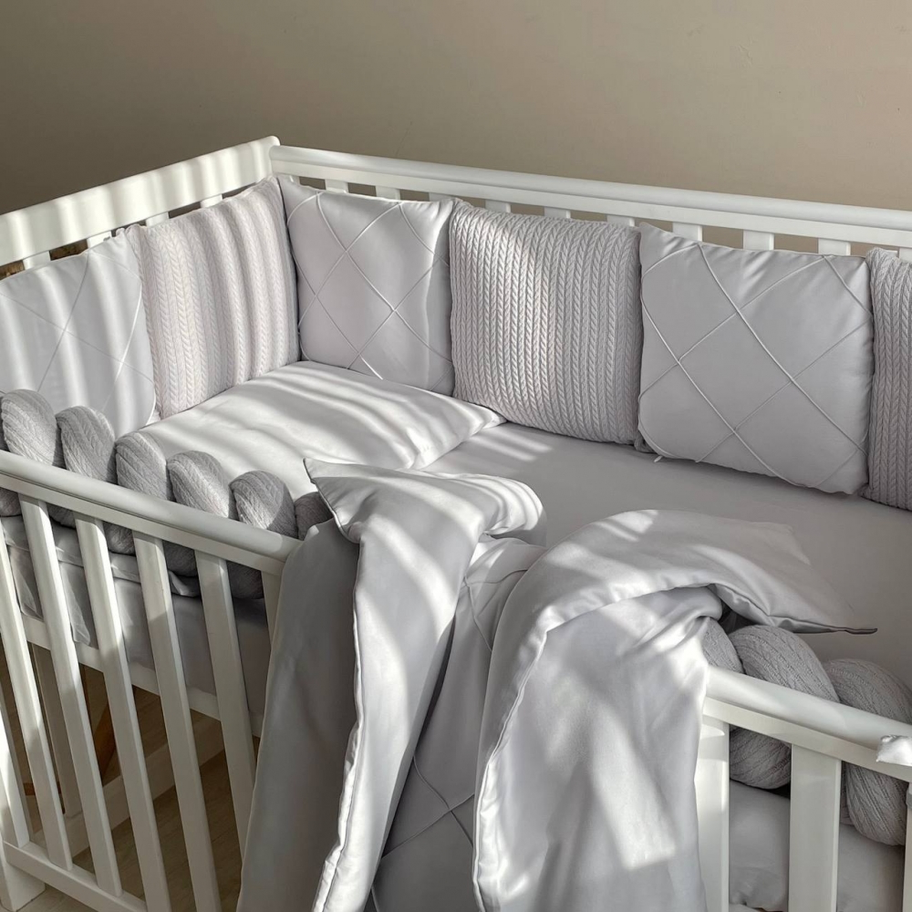 Babybettwäsche-Set 6 für 120x60 TraumLand Grau