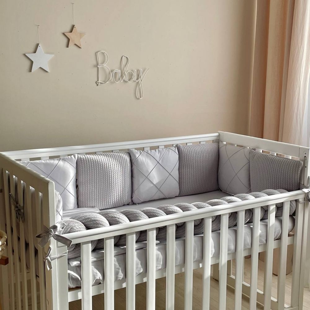 Babybettwäsche-Set 6 für 120x60 TraumLand Grau