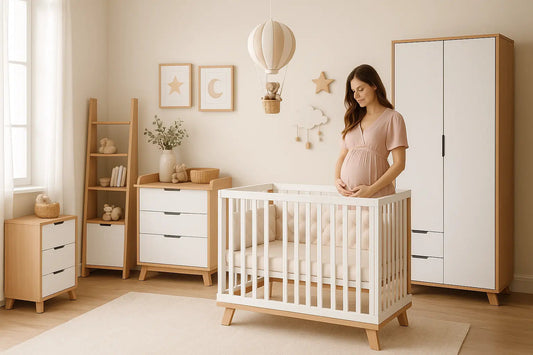 Helles, gemütliches Babyzimmer mit Möbeln der Veres Kollektion in Weiß und Naturholz