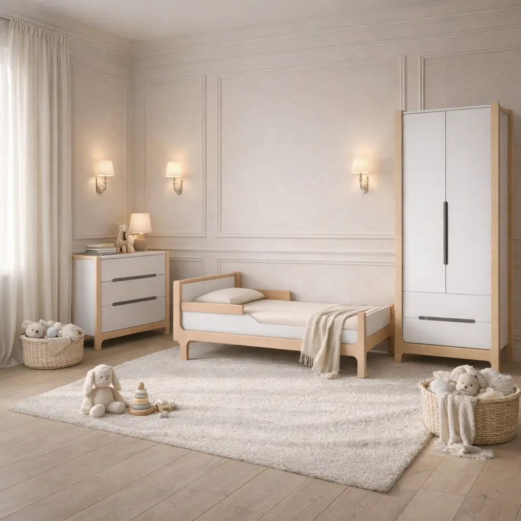 Veres Nice Kollektion: Stilvolle und funktionale Möbel für das Kinderzimmer mit praktischen Details, die Komfort und Organisation bieten