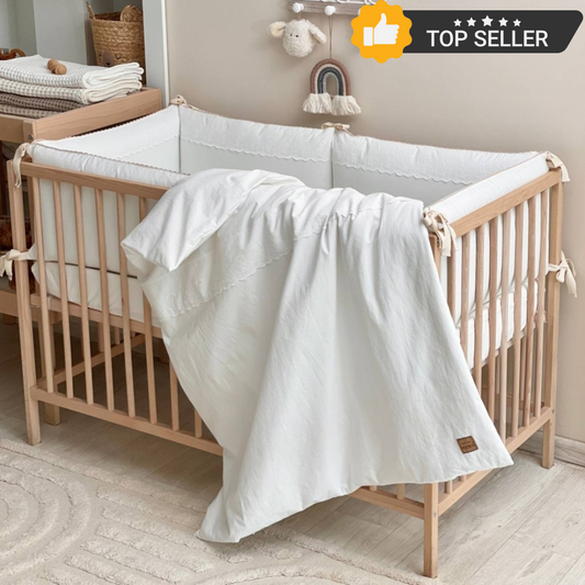 Bettwäsche-Set für Babybett für Neugeborene 120x60 Teddy Milchweiß