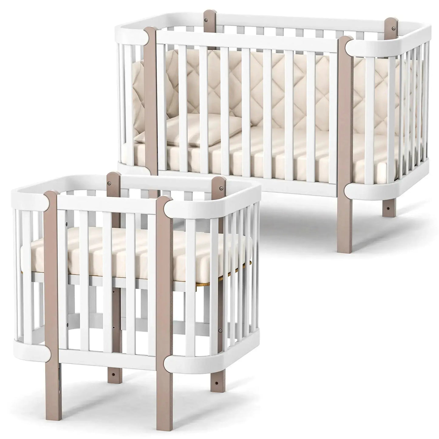 Veres Monaco Babybett (120x60 cm), umbaubar zum Mini-Bett (80x60 cm) inkl. Transformer-Matratze 2-in-1 Veres Company