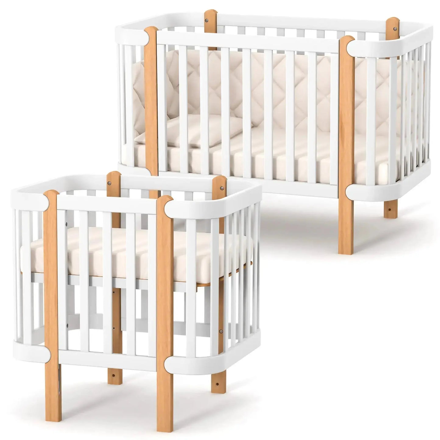 Veres Monaco Babybett (120x60 cm), umbaubar zum Mini-Bett (80x60 cm) inkl. Transformer-Matratze 2-in-1 Veres Company
