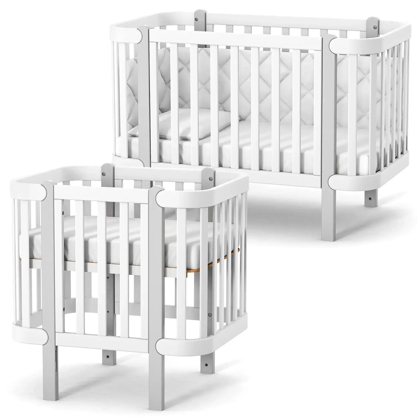 Veres Monaco Babybett (120x60 cm), umbaubar zum Mini-Bett (80x60 cm) inkl. Transformer-Matratze 2-in-1 Veres Company