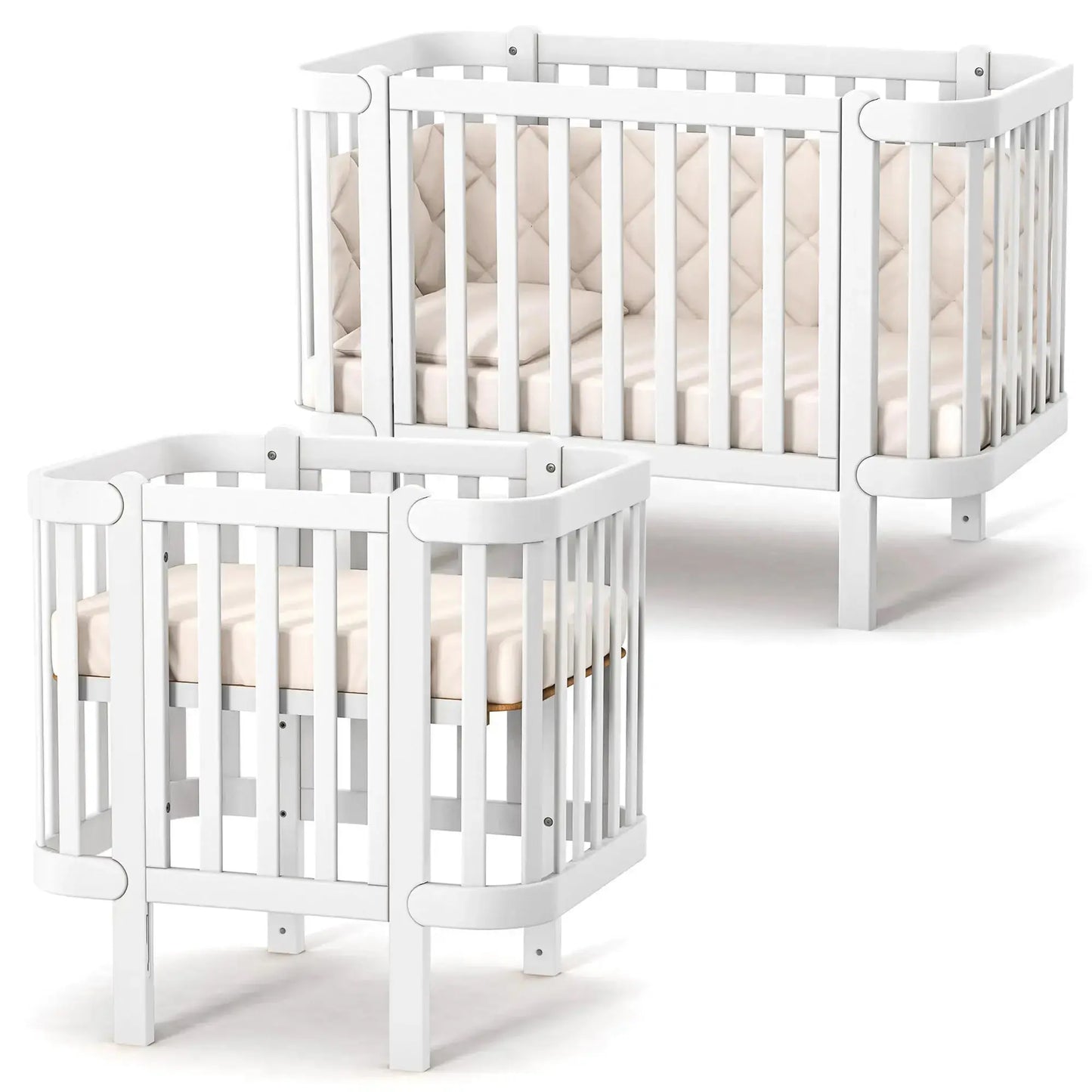 Veres Monaco Babybett (120x60 cm), umbaubar zum Mini-Bett (80x60 cm) inkl. Transformer-Matratze 2-in-1 Veres Company