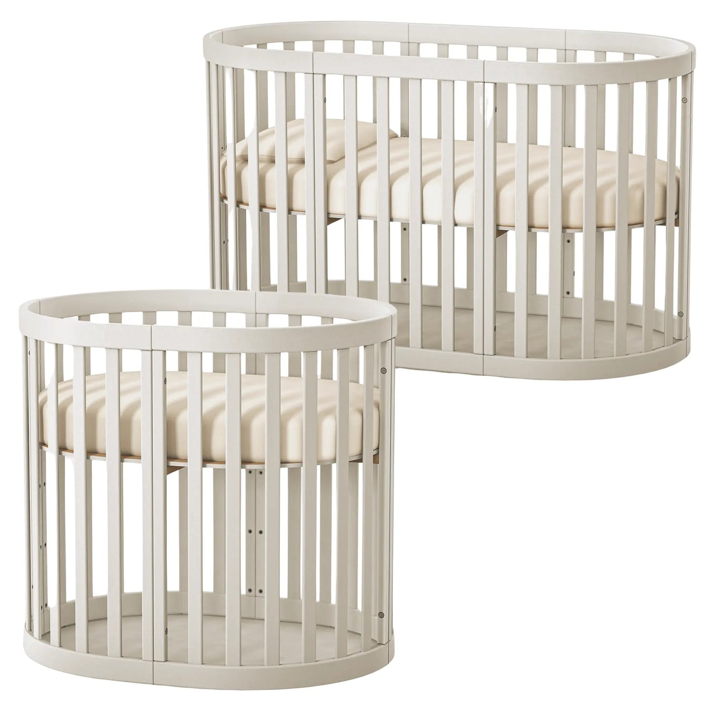 Veres Oval children's bed (90x70 cm), extendable to bed (140x70cm) + transformer mattress