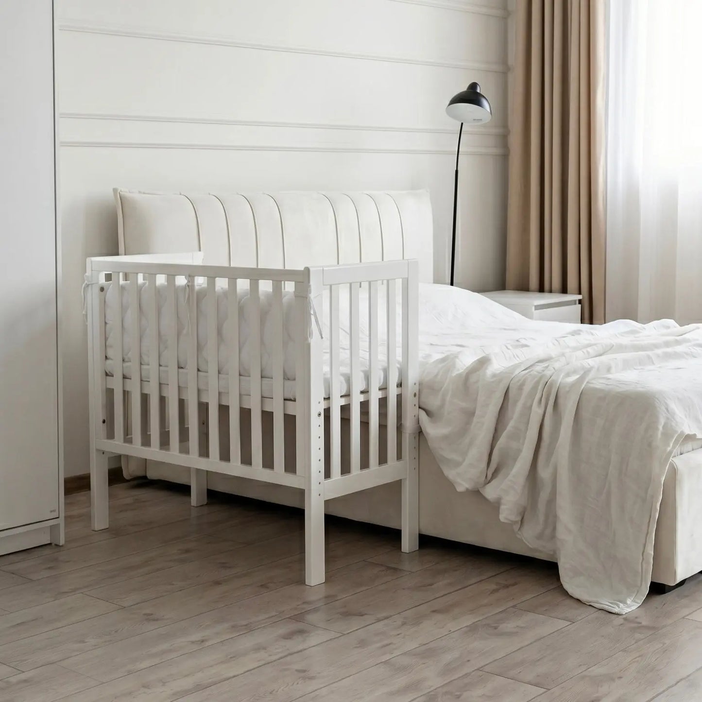 Veres Beistellbett / Babybett + Matratze + Textil-Set
